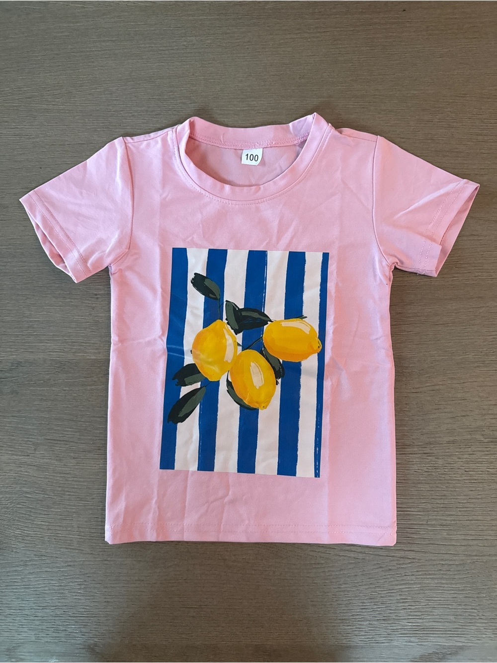 Girls Pink Lemon Graphic T-Shirt Size 100